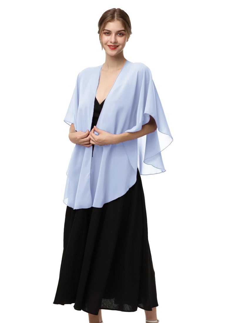 Hotshawl Womens Chiffon Shawls and Wraps, Wedding Party Shawl Scarf for Evening Dresses (Light Blue) - Image 3